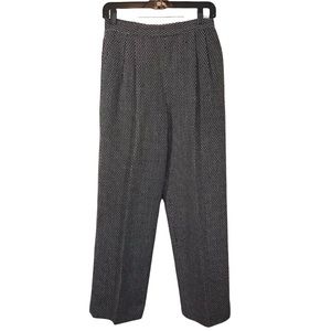 Christian Dior Black White High Waist Pleated Front Wool Trouser Pants 10